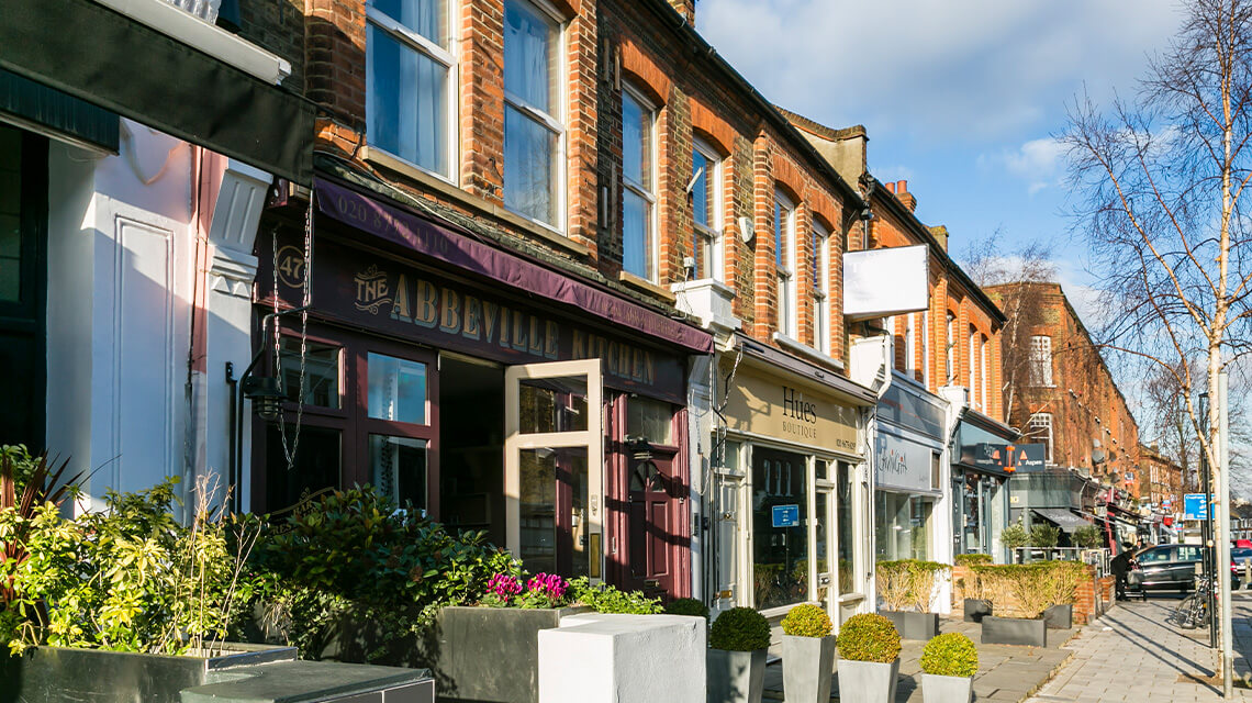 Independent shops on Abbeville Road in Clapham