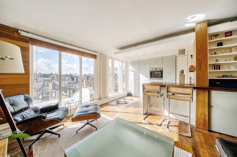 Living room of a London studio flat